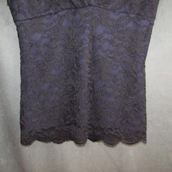Boston Proper Navy Blue Lace Cap Sleeve V-Neck Top Womens Size M Lined New Tag - Picture 4 of 11